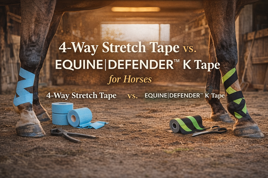 4-Way Stretch Tape vs. EQUINE|DEFENDER™ K Tape for Horses