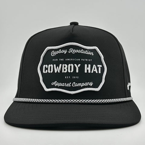 “Cowboy Hat” Performance Patch Rope Hat - Black