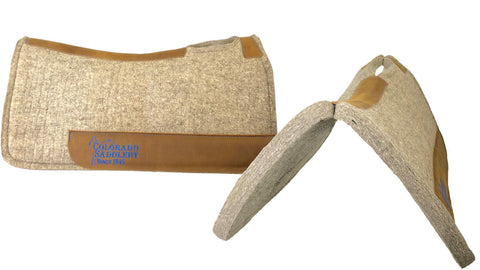 Natural Beige 100% Pressed Wool Saddle Pad with Blue Stitching