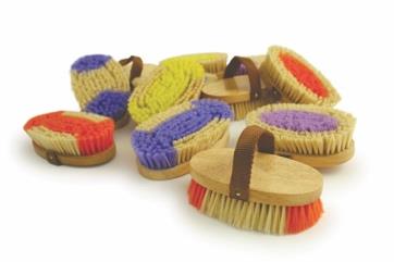 PonyExpress™ Soft Synthetic Fiber Show Grooming Brush with Colorful Fiber Patterns & Beige Web Strap 4 1/2"  #EA4426