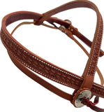 Mahogany Leather Basket Stamped Headstall