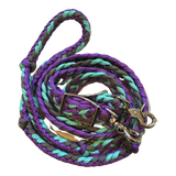 Braided Barrel / Roping Reins 8 ft, 2 Nickel Plated Scissor Snaps, Multi Tone Colors