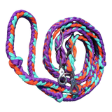 Braided Barrel / Roping Reins 8 ft, 2 Nickel Plated Scissor Snaps, Multi Tone Colors