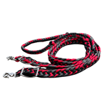 Braided Barrel / Roping Reins 8 ft, 2 Nickel Plated Scissor Snaps, Multi Tone Colors
