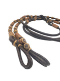 Dark Romel Reins with Tan Rawhide