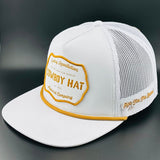“Cowboy Hat” Patch Rope Trucker Hat - White