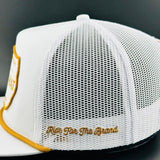 “Cowboy Hat” Patch Rope Trucker Hat - White