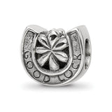 Good Luck Horseshoe Bead Charm in Antiqued Sterling Silver