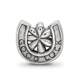 Good Luck Horseshoe Bead Charm in Antiqued Sterling Silver