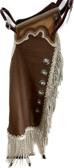 Medium Brown with Cream Fringe with Conchos