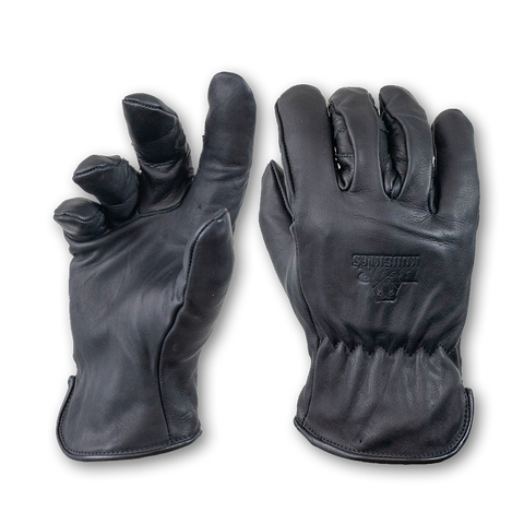 Fleece-Lined Water Resistant Black Cowhide Driver Gloves