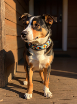 Epic Padded Leather Dog Collar with Beaded Design I