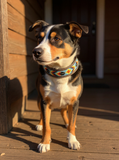 Epic Padded Leather Dog Collar with Beaded Design I