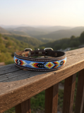 Epic Padded Leather Dog Collar with Beaded Design I