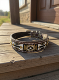 Epic Padded Leather Dog Collar with Beaded Design L