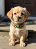 Epic Padded Leather Dog Collar with Beaded Design M