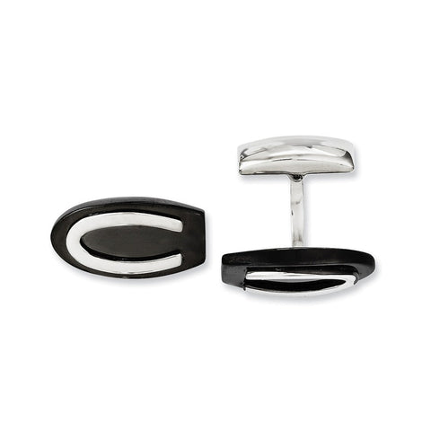 Men's Two Tone Stainless Steel Horseshoe Cuff Links