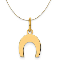 14k Yellow Gold Horseshoe Necklace in Polished