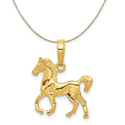 14k Yellow Gold Sm Walking Horse Necklace