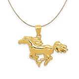 14k Yellow Gold Polished Galloping Horse Necklace