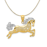 14k Yellow Gold Filigree Horse Necklace