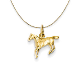 14k Yellow Gold Mini Polished Horse Necklace