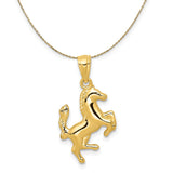14k Yellow Gold 2D Rearing Horse Necklace