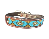 Epic Padded Leather Dog Collar with Beaded Design O