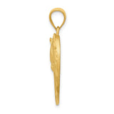 14k Yellow Gold Horse Head and Heart Pendant, 22mm