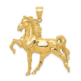 14k Yellow Gold Large Prancing Horse Pendant