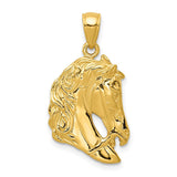 14k Yellow Gold Bridled Horse Head Pendant