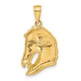 14k Yellow Gold Bridled Horse Head Pendant