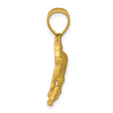 14k Yellow Gold Satin and Diamond Cut Horse Pendant, 22mm