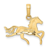 14k Yellow Gold Polished Running Horse Pendant, 20mm