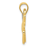 14k Yellow Gold and White Rhodium Two Tone Filigree Horse Pendant