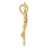 14 Two Tone Gold Prancing Horse with Pink Heart Pendant