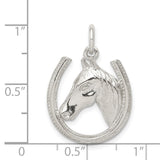 Sterling Silver Polished Horseshoe and Horse Head Pendant