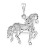 14k White Gold Polished Horse Pendant, 25mm