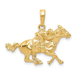 14k Yellow Gold Race Horse and Jockey Pendant