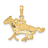 14k Yellow Gold Race Horse and Jockey Pendant