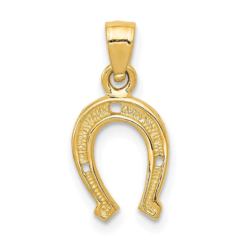 14k Yellow Gold Horse Shoe Pendant, 9mm