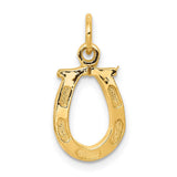 14k White or Yellow Gold Horseshoe Charm or Pendant, 10mm (3/8 inch)