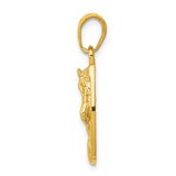 14k White or Yellow Gold Horse Head and Horseshoe Pendant, 15mm