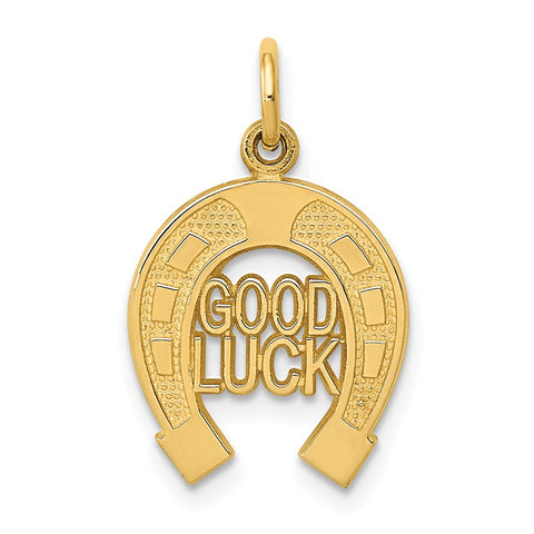 14k White or Yellow Gold Good Luck Horseshoe Charm or Pendant, 13mm