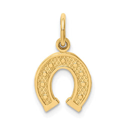 14k Yellow Gold Satin and Polished Horseshoe Charm or Pendant, 10mm