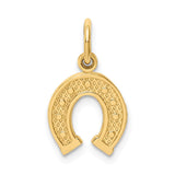 14k Yellow Gold Satin and Polished Horseshoe Charm or Pendant, 10mm