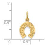 14k Yellow Gold Satin and Polished Horseshoe Charm or Pendant, 10mm