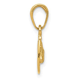 14k Yellow Gold Small Horse Head and Horseshoe Pendant, 9mm