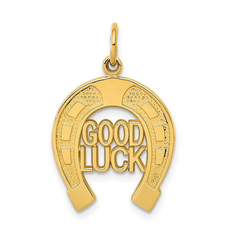 14k Yellow Gold Good Luck Horseshoe Charm or Pendant, 15mm (9/16 inch)