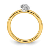 14k Yellow Gold Plated, Sterling Silver & Diamond Stack Seahorse Ring